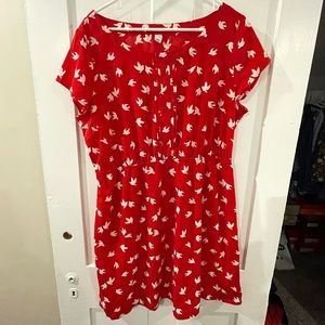 Red & White Bird Print Old Navy Dress, Size XL